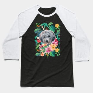 Tropical Gray Silver Toy Poodle 2 Baseball T-Shirt